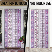Hawaii Makahiki Turtle Door Cover Violet Tapa Pattern - Polynesian Pride