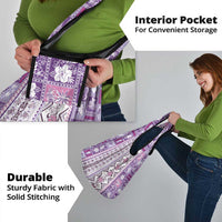 Hawaii Makahiki Turtle Grocery Bag Violet Tapa Pattern - Polynesian Pride