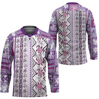Hawaii Makahiki Turtle Hockey Jersey Violet Tapa Pattern - Polynesian Pride