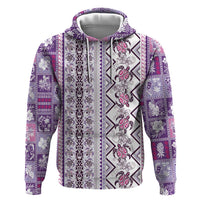 Hawaii Makahiki Turtle Hoodie Violet Tapa Pattern - Polynesian Pride