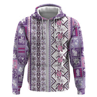 Hawaii Makahiki Turtle Hoodie Violet Tapa Pattern - Polynesian Pride