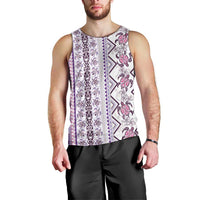 Hawaii Makahiki Turtle Men Tank Top Violet Tapa Pattern - Polynesian Pride