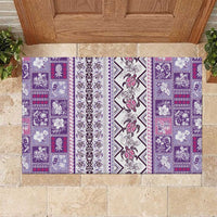 Hawaii Makahiki Turtle Rubber Doormat Violet Tapa Pattern - Polynesian Pride