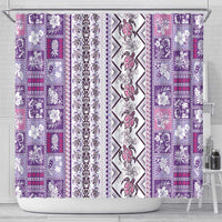 Hawaii Makahiki Turtle Shower Curtain Violet Tapa Pattern - Polynesian Pride