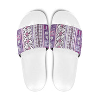 Hawaii Makahiki Turtle Slide Sandals Violet Tapa Pattern - Polynesian Pride