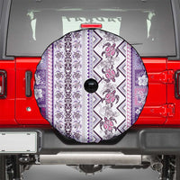 Hawaii Makahiki Turtle Spare Tire Cover Violet Tapa Pattern - Polynesian Pride