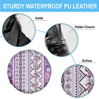 Hawaii Makahiki Turtle Spare Tire Cover Violet Tapa Pattern - Polynesian Pride