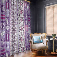 Hawaii Makahiki Turtle Window Curtain Violet Tapa Pattern - Polynesian Pride