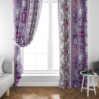 Hawaii Makahiki Turtle Window Curtain Violet Tapa Pattern - Polynesian Pride