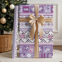 Hawaii Makahiki Turtle Wrapping Paper Violet Tapa Pattern - Polynesian Pride