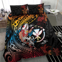 Hawaii And Japan Bedding Set Koi Fish With Kanaka Maoli
