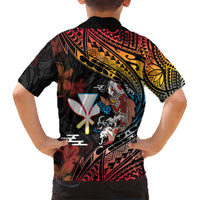 Hawaii And Japan Kid Hawaiian Shirt Koi Fish With Kanaka Maoli