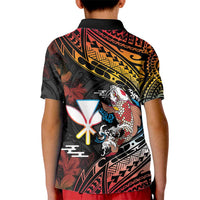 Hawaii And Japan Kid Polo Shirt Koi Fish With Kanaka Maoli