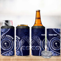 Personalised FSM Chuuk 4 in 1 Can Cooler Tumbler Ocean Floral Pattern
