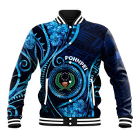 Personalised FSM Pohnpei Baseball Jacket Ocean Floral Pattern