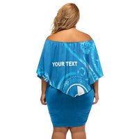 Personalised FSM Yap Off Shoulder Short Dress Ocean Floral Pattern