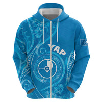 Personalised FSM Yap Zip Hoodie Ocean Floral Pattern