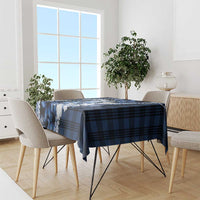 Hawaii Ukulele Tablecloth Tropical Flowers With Palaka Effect Blue Version - Polynesian Pride