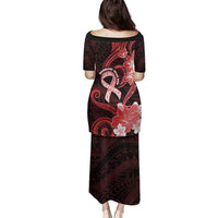 Heart Health Awareness Family Matching Puletasi and Hawaiian Shirt Warrior Wears Red Polynesian Style