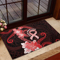 Heart Health Awareness Rubber Doormat Warrior Wears Red Polynesian Style