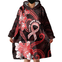Heart Health Awareness Wearable Blanket Hoodie Warrior Wears Red Polynesian Style