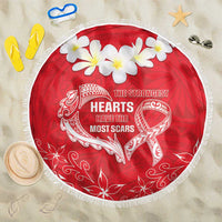Heart Health Awareness Beach Blanket Polynesian Red Ribbon