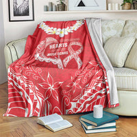 Heart Health Awareness Blanket Polynesian Red Ribbon