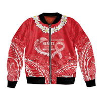 Heart Health Awareness Bomber Jacket Polynesian Red Ribbon