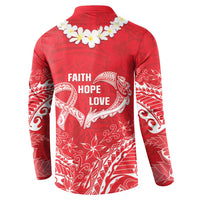Heart Health Awareness Button Sweatshirt Polynesian Red Ribbon