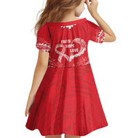 Heart Health Awareness Family Matching Summer Maxi Dress and Hawaiian Shirt Polynesian Red Ribbon