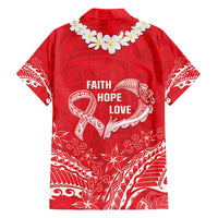 Heart Health Awareness Family Matching Tank Maxi Dress and Hawaiian Shirt Polynesian Red Ribbon