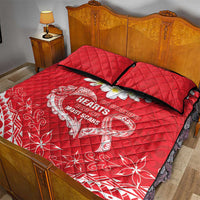 Heart Health Awareness Quilt Bed Set Polynesian Red Ribbon
