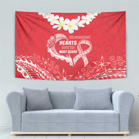Heart Health Awareness Tapestry Polynesian Red Ribbon