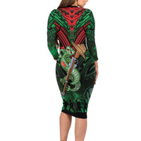 New Zealand ANZAC Day Family Matching Long Sleeve Bodycon Dress and Hawaiian Shirt Aotearoa Hei Tiki LT05 - Polynesian Pride