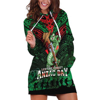 New Zealand ANZAC Day Hoodie Dress Aotearoa Hei Tiki LT05 Green - Polynesian Pride
