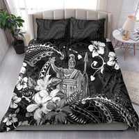 Hawaii King Kamehameha Day Bedding Set Polynesian Pattern Mix Hibiscus Black