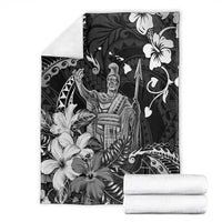 Hawaii King Kamehameha Day Blanket Polynesian Pattern Mix Hibiscus Black