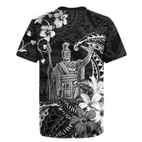 Hawaii King Kamehameha Day Rugby Jersey Polynesian Pattern Mix Hibiscus Black