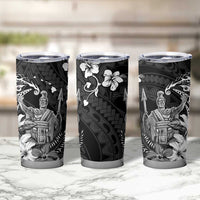 Hawaii King Kamehameha Day Tumbler Cup Polynesian Pattern Mix Hibiscus Black
