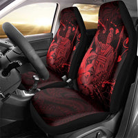 Hawaii King Kamehameha Day Car Seat Cover Polynesian Pattern Mix Hibiscus Red