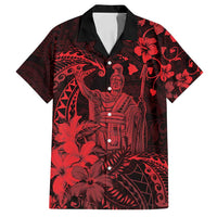 Hawaii King Kamehameha Day Family Matching Summer Maxi Dress and Hawaiian Shirt Polynesian Pattern Mix Hibiscus Red