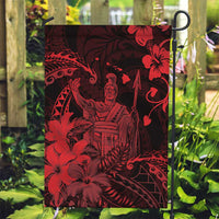 Hawaii King Kamehameha Day Garden Flag Polynesian Pattern Mix Hibiscus Red