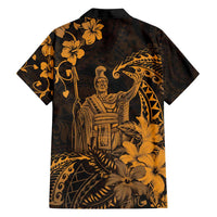 Hawaii King Kamehameha Day Family Matching Summer Maxi Dress and Hawaiian Shirt Polynesian Pattern Mix Hibiscus Gold