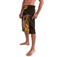 Hawaii King Kamehameha Day Lavalava Polynesian Pattern Mix Hibiscus Gold