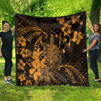 Hawaii King Kamehameha Day Quilt Polynesian Pattern Mix Hibiscus Gold
