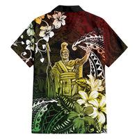 Hawaii King Kamehameha Day Family Matching Long Sleeve Bodycon Dress and Hawaiian Shirt Polynesian Pattern Mix Hibiscus Reggae
