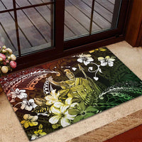 Hawaii King Kamehameha Day Rubber Doormat Polynesian Pattern Mix Hibiscus Reggae