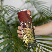 Hawaii King Kamehameha Day Skinny Tumbler Polynesian Pattern Mix Hibiscus Reggae