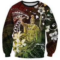 Hawaii King Kamehameha Day Sweatshirt Polynesian Pattern Mix Hibiscus Reggae