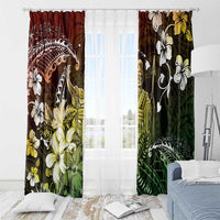 Hawaii King Kamehameha Day Window Curtain Polynesian Pattern Mix Hibiscus Reggae